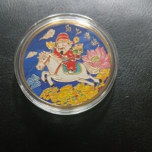 Colorful Commemorative Coin with Horse and Rider